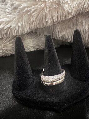 Goldoro 18K Gold Filled CZ Stackable Ring Set Sparkly Layered Bands Size 9